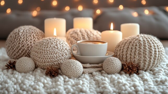 A content woman enjoying a peaceful moment with a cup of coffee, radiating calmness and happiness, ideal for lifestyle, relaxation, and self-care projects.