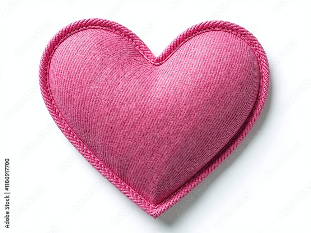 Poster a pink heart shape made from jeans patches sits isolated against a white background with transparent