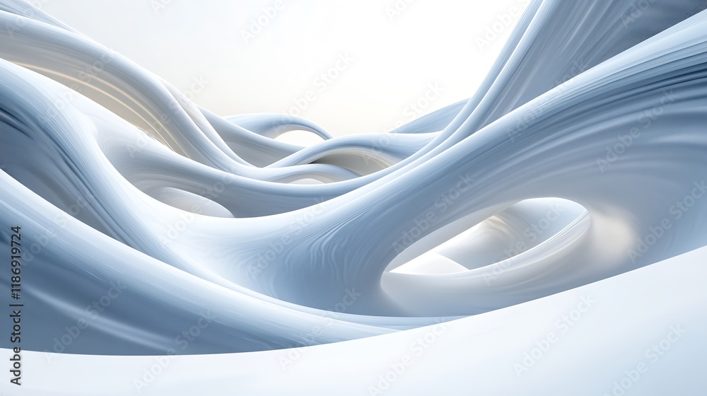 Aufkleber abstract white flowing fabric waves minimalist design and elegance art theme : generative ai
