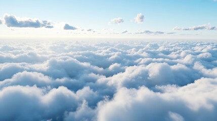 Fototapeta premium Scenic Aerial View of Soft White Clouds in Vibrant Blue Sky Creating a Serene and Tranquil Atmosphere : Generative AI