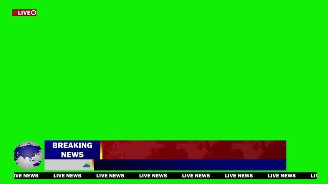 Breaking news lower third blank text box planet earth green screen animation