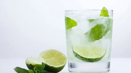 Refreshing Lime Mint Cocktail on Ice Perfect for Summer Beverage Ideas : Generative AI