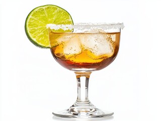 Refreshing mixed drink served in a margarita glass with lime and salt garnish at a festive gathering