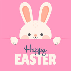 Happy Easter! Cute Easter Bunny. Vector Illustration.