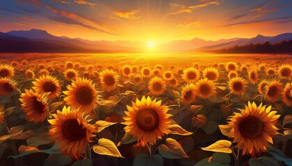 Fototapeta premium sunset over the field