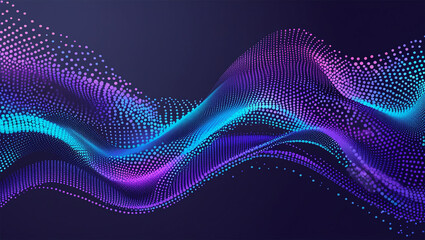 Abstract Waving Particle Technology Colorful equalizer wave Background Design wave moving dots flow