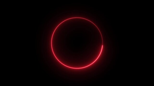 Neon red circle animation on black background.