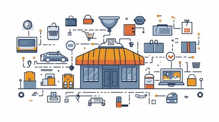 Omnichannel retail store with integrated online and offline shopping.