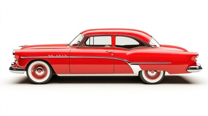 Red car isolated on white background.