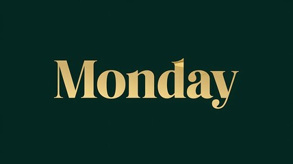 Gold Monday lettering on dark green background