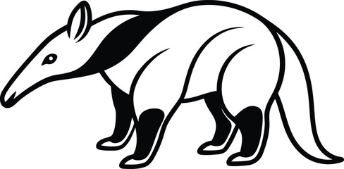 Anteater silhouette vector illustration, Anteater vector art, Anteater line art vector