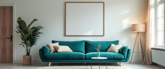 teal velvet sofa a minimalist living room