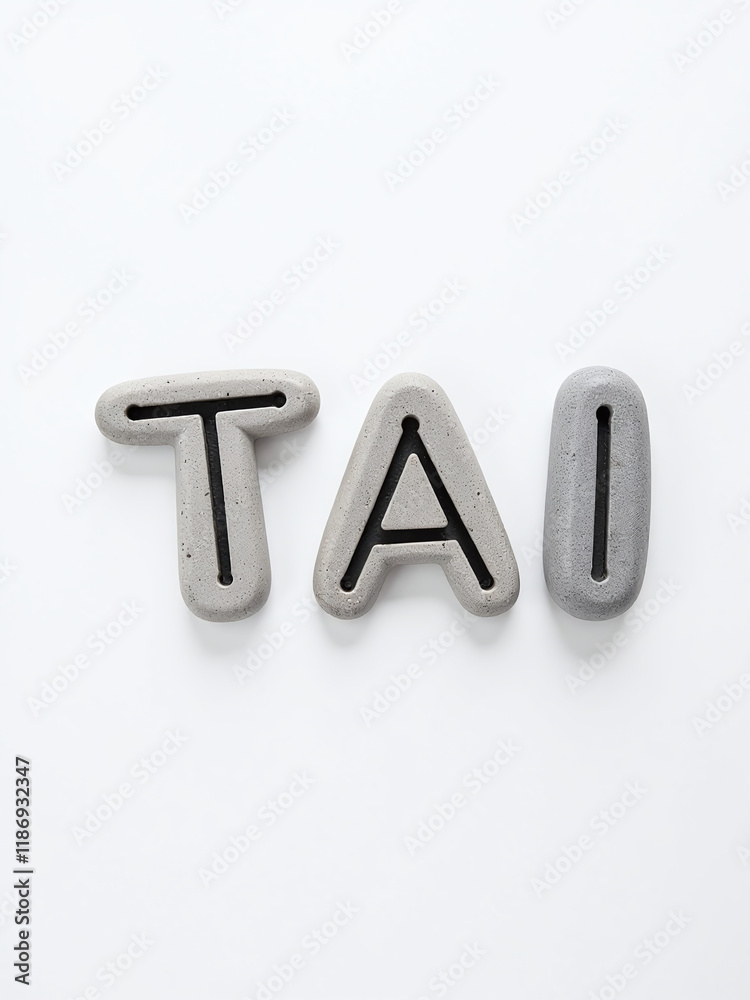Poster A Minimalist Image Features A Tai Chi Text Made Out Of Stones, Isolated Against A White Background In Simplicity. 00001