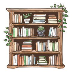 elegant illustration of bookshelf with books