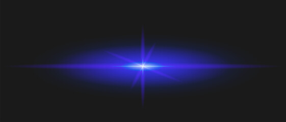 A design featuring an intense blue burst of light against a dark background. A glowing lens flare effect, ideal for futuristic, digital, or modern compositions