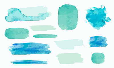 Blue and Green Watercolor Brush Strokes