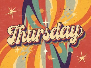 Retro Style Thursday Day Design With Swirls
