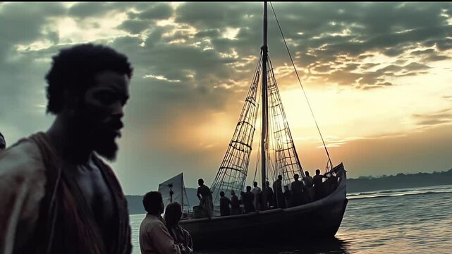 The struggles and challenges of African slaves are portrayed as they endure the harrowing journey on ships to America. This reflects on their profound sufferings and resilience. Black History Month