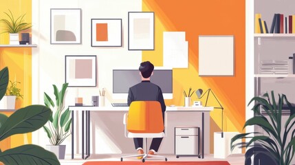 interior designer sketching modern and minimalist room concepts, detailed and artistic process, clean and organized workspace, vibrant atmosphere
