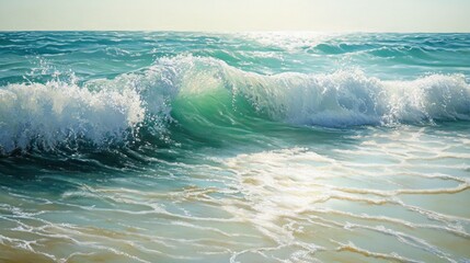 Obraz premium Ocean Wave Crashing on a Sandy Shore