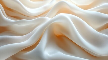 Fototapeta premium Soft, flowing ivory silk fabric with gentle waves and folds.