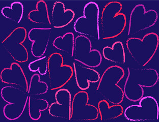 Beautiful bright, abstract background for Valentine's Day, hearts on a blue background, vector illustration