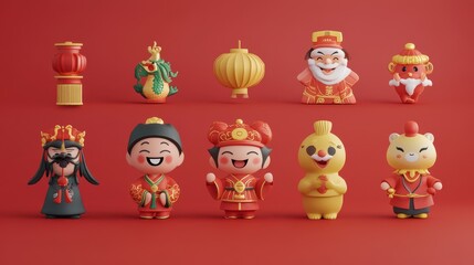 Adorable Chinese New Year Festive Characters and Decorations