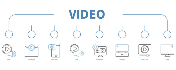 Video banner web icon vector illustration concept