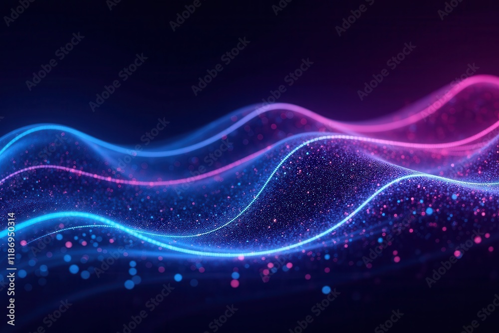Poster stunning abstract background of flowing data streams with vibrant colors and sparkling particles rep