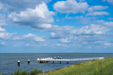 Fototapeta premium The ship pier near Medemblik NL in the IJsselmeer on a sunny day