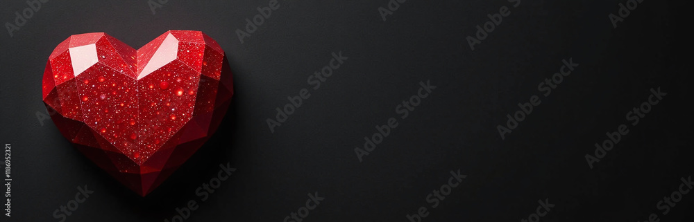 Poster A Heart Shaped Red Diamond Sits On A Black Background Banner With Ample Copy Space For Text To Be Overlaid. 00002