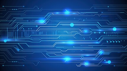 Futuristic Digital Network Background with Glowing Circuit Patterns, Ideal for Tech Presentations and Design Concepts
