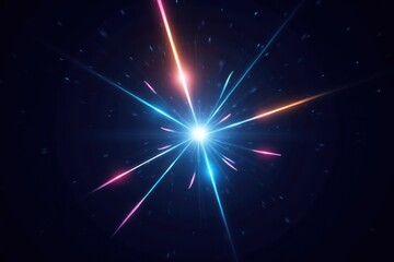 Fototapeta premium Vivid Energy Burst with Blue and Pink Rays Illuminating a Dark Background for Dynamic Data Visualization Concepts