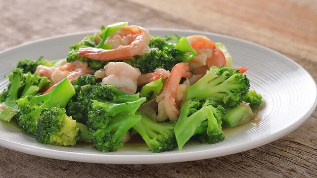 Stir-fried broccoli with shrimp