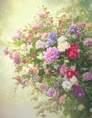 Obraz premium 工芸的なディテール, 対称構成, 立体的デザイン, 花のアート, ゴールドテクスチャ, テキスタイル装飾, 青い花, ゴールドフレーム, バロックデザイン, クラシックなインスピレーション, 芸術的装飾.