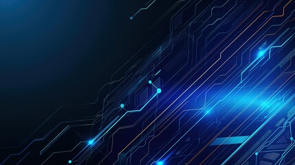 Futuristic Digital Network Background with Glowing Circuit Patterns, Ideal for Tech Presentations and Design Concepts