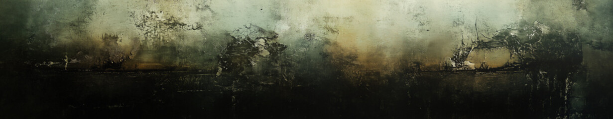 Deep green grunge background with copy space banner