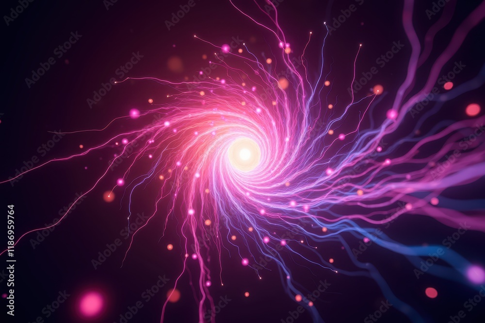 Poster abstract swirling energy storm with vibrant colors and dynamic light effects, creating a sense of mo
