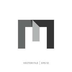 logo design with the initials of the letter M and sticker folds