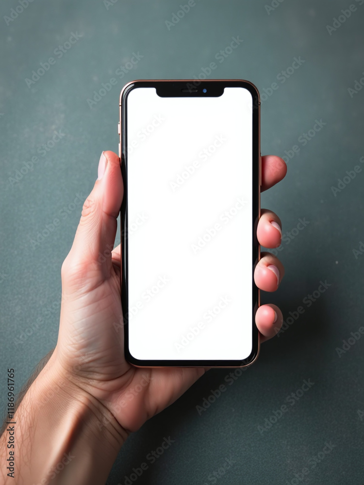 Poster A Hand Holding A Smartphone On Textured Paper With Copy Space, Ideal For Text Overlay Or Design Elements. 00002