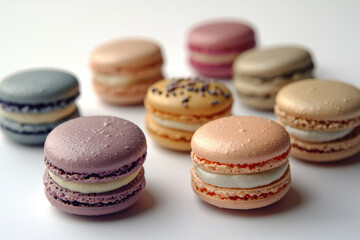 Obraz premium Colorful macarons on white background