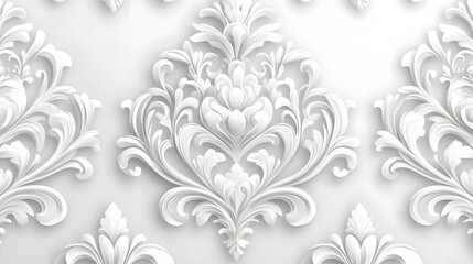 Fototapeta premium Elegant Soft Grey Damask Pattern Design in High Resolution Quality
