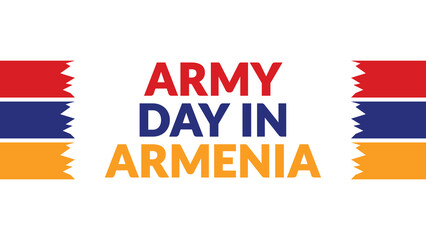 Army Day in Armenia text with side lines on a White background. Which is observed every year in January to celebrate Army Day in Armenia.