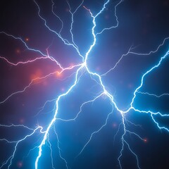 Abstract blue lightning strike on dark background.