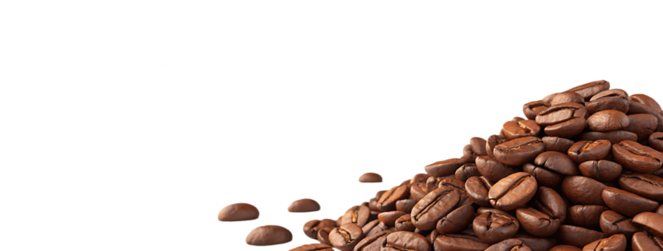 Coffee beans arranged on white cloth for natural caffeine themes, morning beverage concepts, or cozy kitchen and rustic drink advertisements