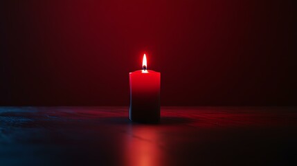 A red-themed Valentine's Day backdrop with a candle on a table, featuring an empty space in the middle for text or customization, captured in high-definition