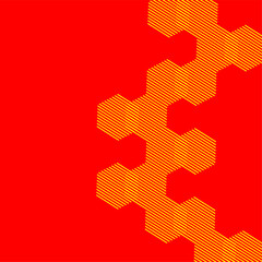 geometric simple background of golden hexagons set against a bold red backdrop.