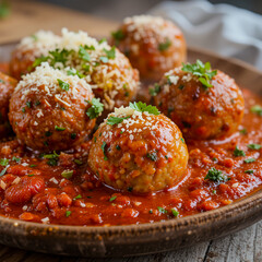 dish with meatballs in sauce