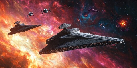 Imperial Star Destroyers Traverse a Cosmic Nebula