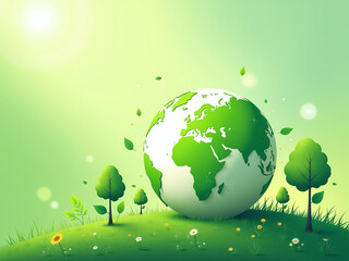 Naklejka premium A Green Earth Banner With Copy Space Represents A Nature Ecology Environment Concept And Theme For Various Graphic Designs. 00001